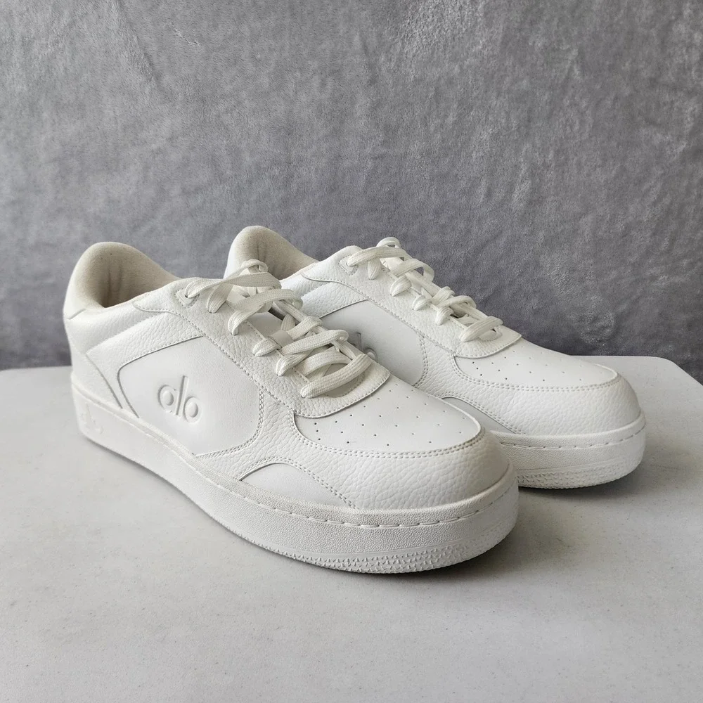 Alo Yoga Recovery Mode Sneakers Mens Size 16 White Vegan Leather Low Top A0685U